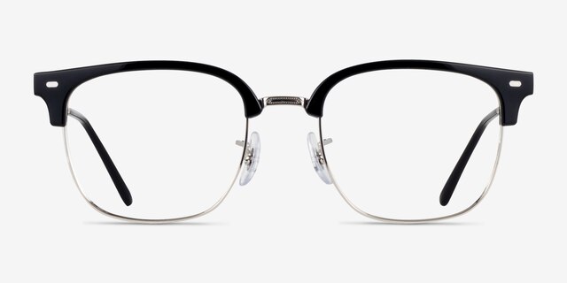Ray-Ban RB7216 New Clubmaster Black Silver PlasticEyeglass Frames from EyeBuyDirect, Front View