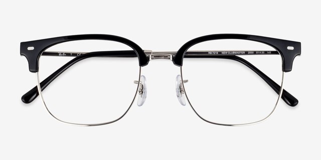 Ray-Ban RB7216 New Clubmaster Black Silver PlasticEyeglass Frames from EyeBuyDirect, Closed View