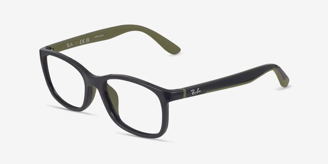 Ray-Ban RB1644 Gray With Rubber Green Éco-responsableMontures de lunettes de vue d'EyeBuyDirect, Vue d'Angle