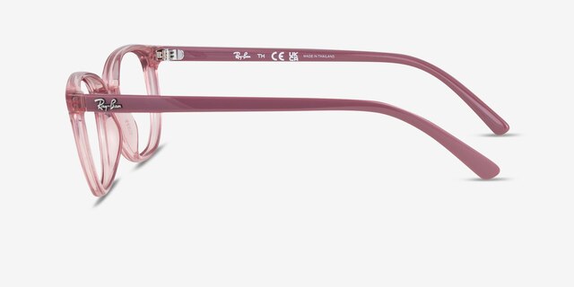 Ray-Ban Junior Ellot Transparent Pink PlasticEyeglass Frames from EyeBuyDirect, Side View