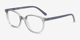 Ray-Ban Junior Ellot Transparent Gray Plastique Montures de lunettes de vue d'EyeBuyDirect, Vue d'Angle