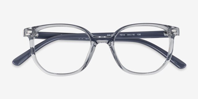 Ray-Ban Junior Ellot Transparent Gray PlasticEyeglass Frames from EyeBuyDirect, Closed View
