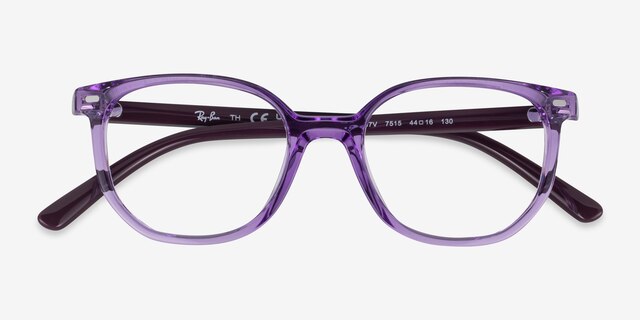 Ray-Ban Junior Ellot Transparent Violet PlasticEyeglass Frames from EyeBuyDirect, Closed View