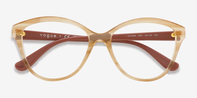 Vogue Eyewear VO5489 Top Texture Brown PlasticEyeglass Frames from EyeBuyDirect, Closed View