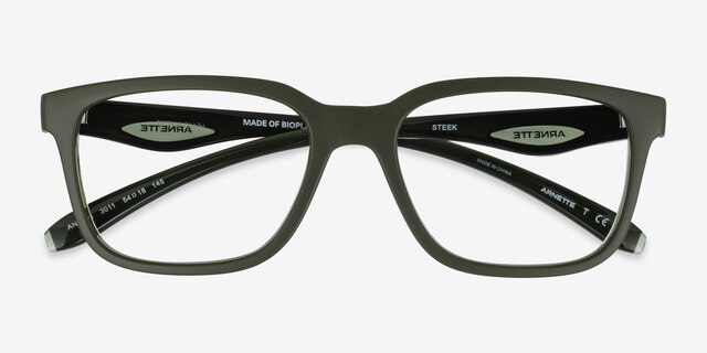 ARNETTE Steek Military Transparent Green Éco-responsableMontures de lunettes de vue d'EyeBuyDirect, Vue Rapprochée