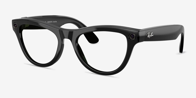 Ray-Ban Meta Skyler (Gen 2) Jet Black Plastic from EyeBuyDirect, Angle View