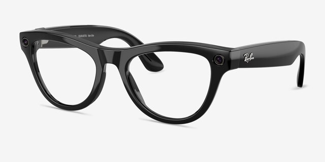 Ray-Ban Meta Skyler (Gen 2) Shiny Black Plastic from EyeBuyDirect, Angle View