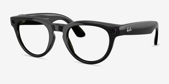 Ray-Ban Meta Headliner Low Bridge Fit (Gen 2) Shiny Black Plastic from EyeBuyDirect, Angle View