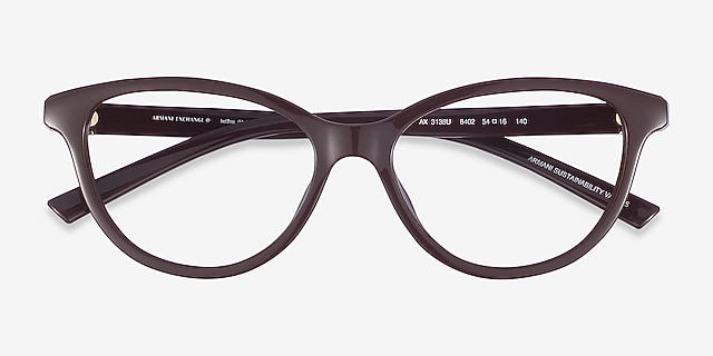 Armani Exchange AX3138U Shiny Dark Brown PlasticEyeglass Frames from EyeBuyDirect, Closed View