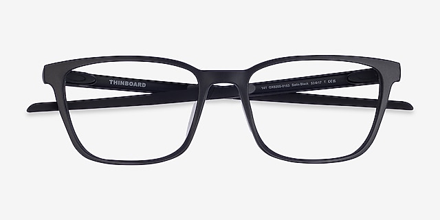 Oakley Thinboard Satin Black PlasticEyeglass Frames from EyeBuyDirect, Closed View