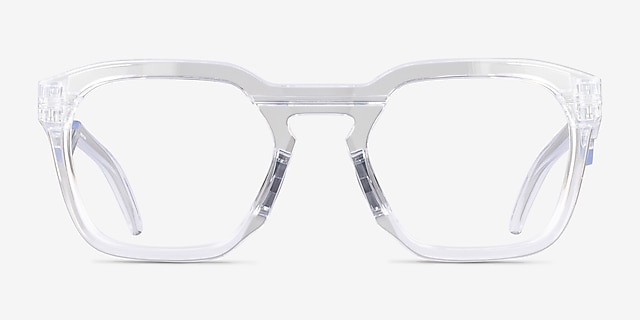 Oakley Hstn Sq Rx Polished Clear PlasticEyeglass Frames from EyeBuyDirect, Front View