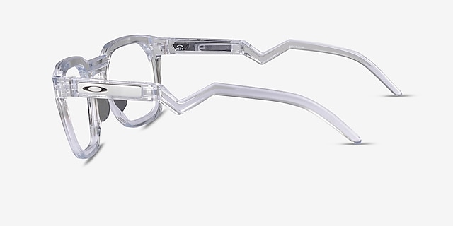 Oakley Hstn Sq Rx Polished Clear PlasticEyeglass Frames from EyeBuyDirect, Side View