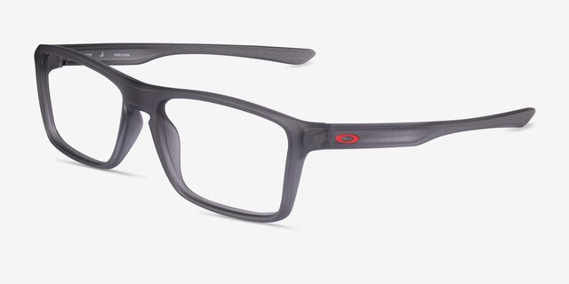 Oakley Rafter Satin Gray Smoke PlasticEyeglass Frames from EyeBuyDirect, Angle View