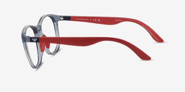 Emporio Armani EK3004 Shiny Transparent Blue PlasticEyeglass Frames from EyeBuyDirect, Side View