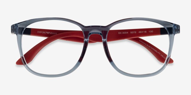 Emporio Armani EK3004 Shiny Transparent Blue PlasticEyeglass Frames from EyeBuyDirect, Closed View