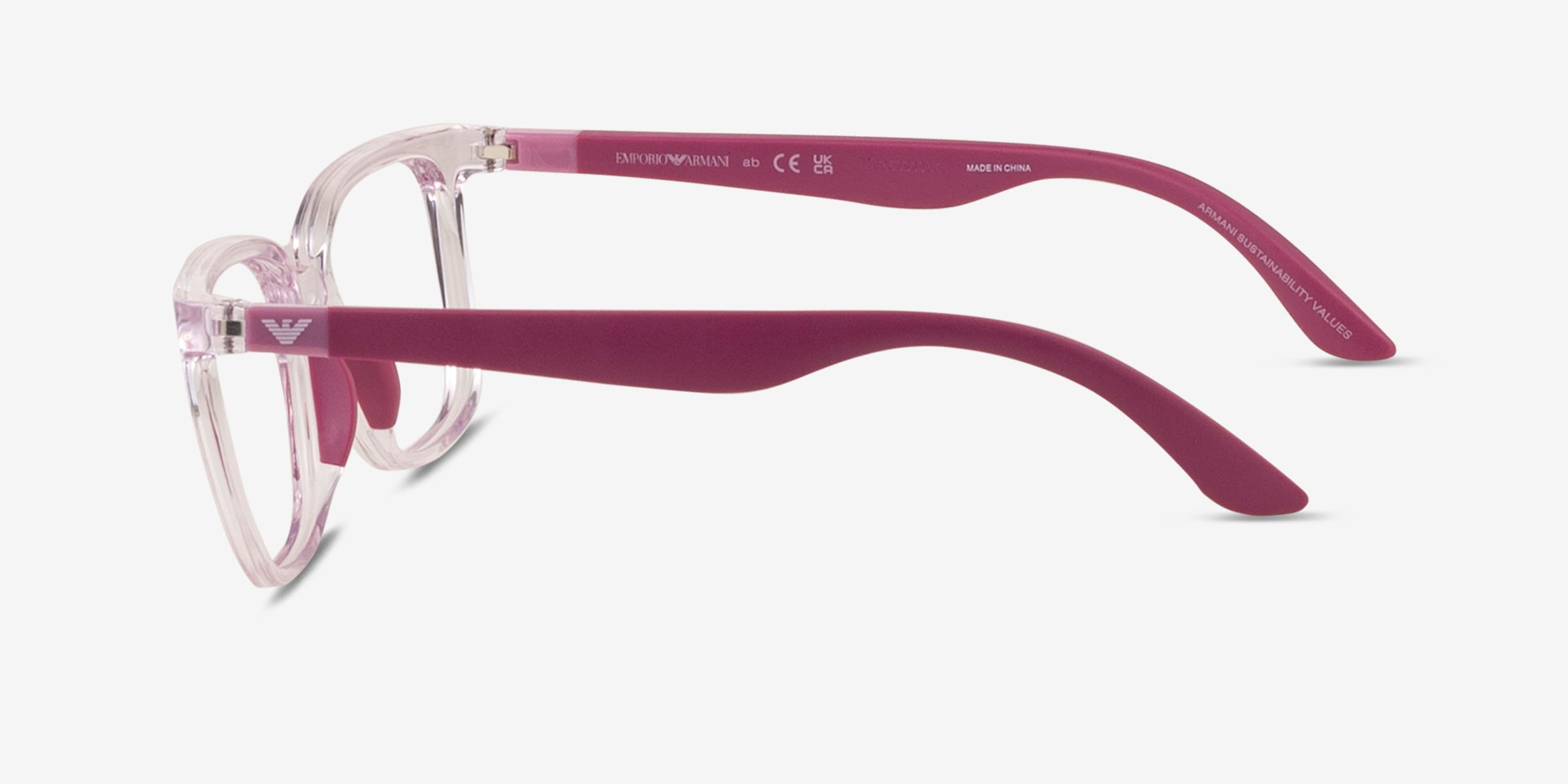 Emporio Armani EK3006 - Rectangle Shiny Transparent Pink Frame