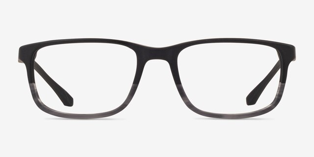 Emporio Armani EA3098 Matte Black Striped Gray AcetateEyeglass Frames from EyeBuyDirect, Front View