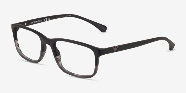 Emporio Armani EA3098 Matte Black Striped Gray AcetateEyeglass Frames from EyeBuyDirect, Angle View
