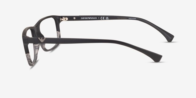 Emporio Armani EA3098 Matte Black Striped Gray AcetateEyeglass Frames from EyeBuyDirect, Side View