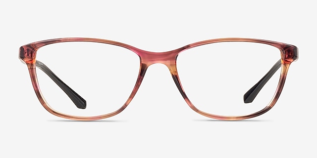 Emporio Armani EA3099 Shiny Striped Pink AcetateEyeglass Frames from EyeBuyDirect, Front View