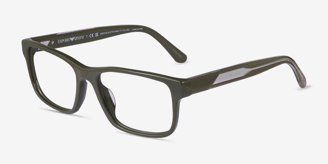 Emporio Armani EA3265U Shiny Green AcetateEyeglass Frames from EyeBuyDirect, Angle View