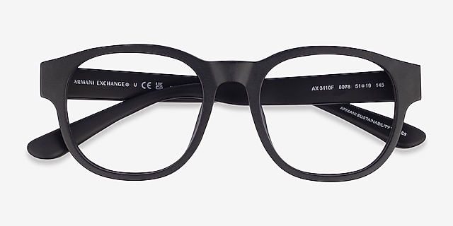 Armani Exchange AX3110F Matte Black PlasticEyeglass Frames from EyeBuyDirect, Closed View