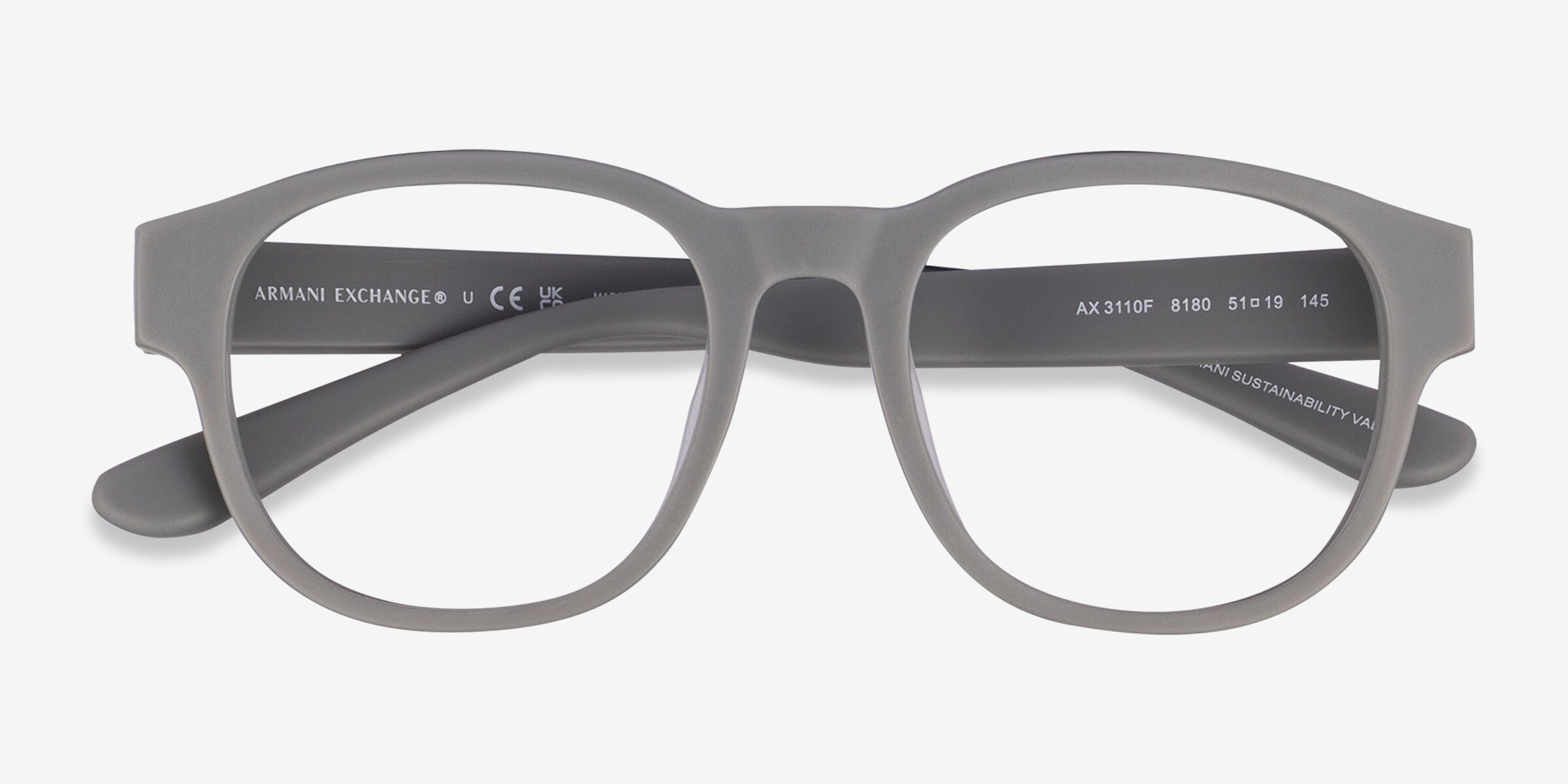 Armani Exchange AX3110F - Round Matte Gray Frame Eyeglasses