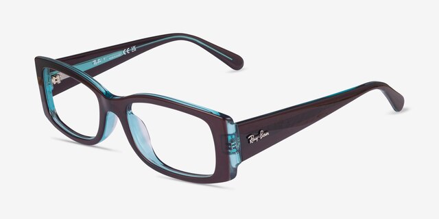 Ray-Ban RB5434F Miriam Brown On Transparent Blue PlasticEyeglass Frames from EyeBuyDirect, Angle View