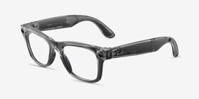 Ray-Ban Meta Wayfarer (Gen 2) Shiny Transparent Gray Plastic from EyeBuyDirect, Angle View
