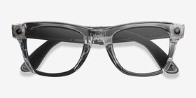 Ray-Ban Meta Wayfarer (Gen 2) Shiny Transparent Gray Plastic from EyeBuyDirect, Closed View