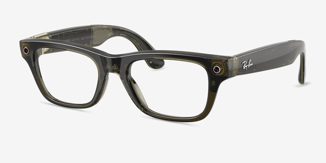 Ray-Ban Meta (Gen 2) Blayzer Optics Shiny Transparent Dark Olive Plastic from EyeBuyDirect, Angle View