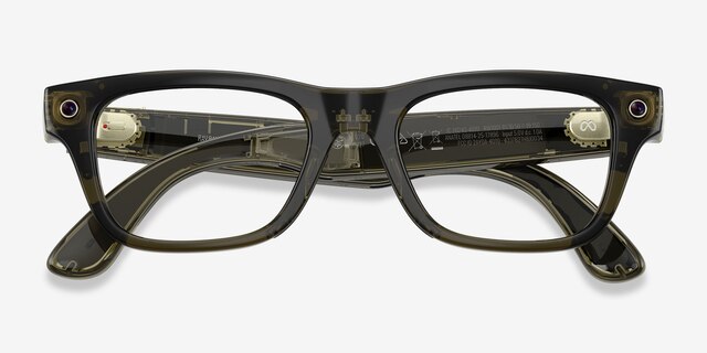 Ray-Ban Meta (Gen 2) Blayzer Optics Shiny Transparent Dark Olive Plastic from EyeBuyDirect, Closed View