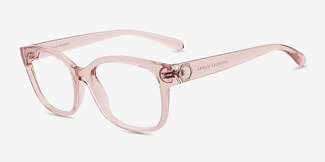 Armani Exchange AX3098 Shiny Transparent Pink PlasticEyeglass Frames from EyeBuyDirect, Angle View