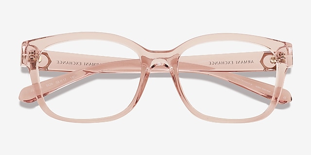 Armani Exchange AX3098 Shiny Transparent Pink PlasticEyeglass Frames from EyeBuyDirect, Closed View