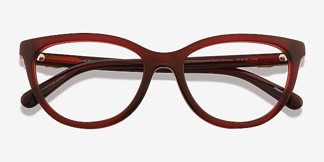 Coach HC6304U Transparent Dark Cherry Alternative MaterialsEyeglass Frames from EyeBuyDirect, Closed View