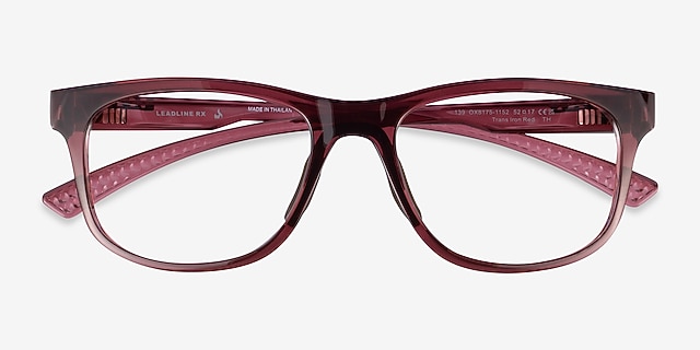 Oakley Leadline RX Transparent Iron Red PlasticEyeglass Frames from EyeBuyDirect, Closed View