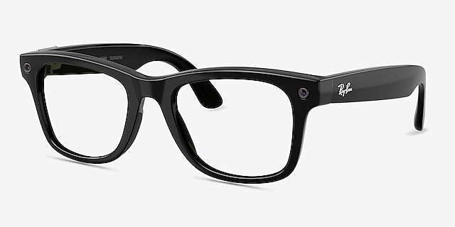 Ray-Ban Meta (Gen 3) Wayfarer Optics Shiny Black Plastic from EyeBuyDirect, Angle View