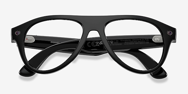 Ray-Ban Meta (Gen 3) Aviator Optics Shiny Black Plastic from EyeBuyDirect, Closed View