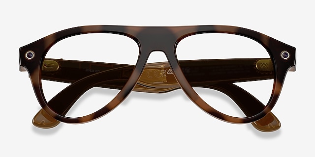 Ray-Ban Meta (Gen 3) Aviator Optics Shiny Havana Plastic from EyeBuyDirect, Closed View