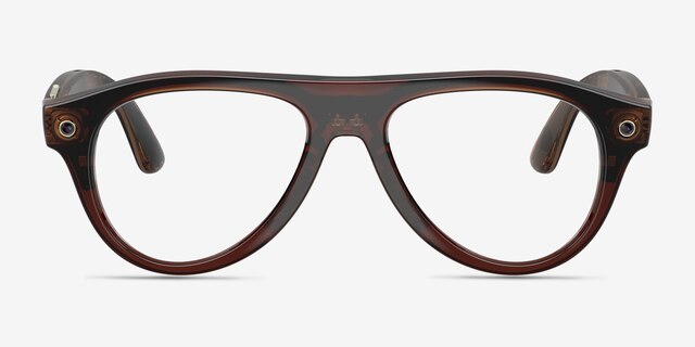 Ray-Ban Meta (Gen 3) Aviator Optics Polished Transparent Umber Plastic from EyeBuyDirect, Front View