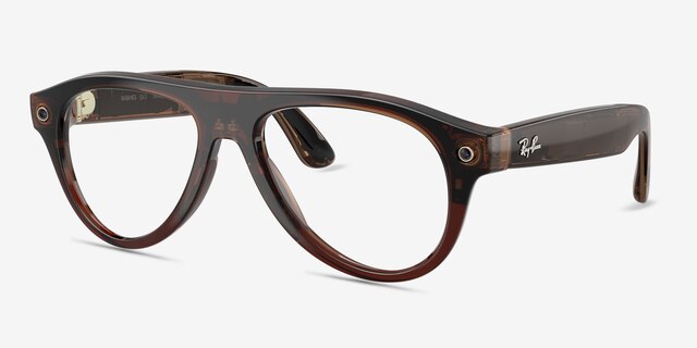 Ray-Ban Meta (Gen 3) Aviator Optics Polished Transparent Umber Plastic from EyeBuyDirect, Angle View