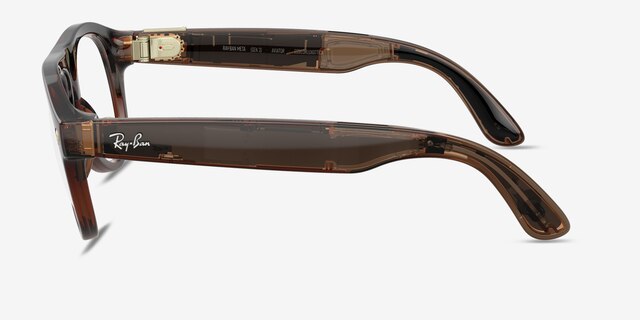 Ray-Ban Meta (Gen 3) Aviator Optics Polished Transparent Umber Plastic from EyeBuyDirect, Side View