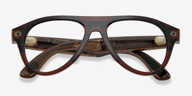 Ray-Ban Meta (Gen 3) Aviator Optics Polished Transparent Umber Plastic from EyeBuyDirect, Closed View