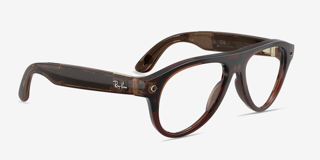Ray-Ban Meta (Gen 3) Aviator Optics Polished Transparent Umber Plastic from EyeBuyDirect