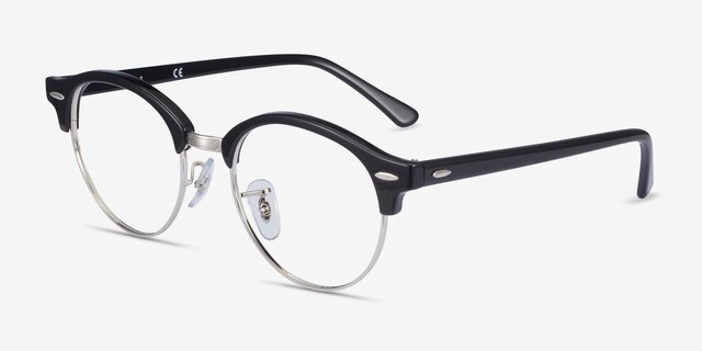 Ray-Ban RB4246V Clubround Black Acetate-metalEyeglass Frames from EyeBuyDirect, Angle View