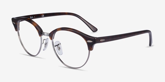 Ray-Ban RB4246V Clubround Tortoise Acetate-metalEyeglass Frames from EyeBuyDirect, Angle View