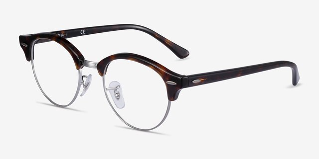 Ray-Ban RB4246V Clubround Tortoise Acetate-metalEyeglass Frames from EyeBuyDirect, Angle View