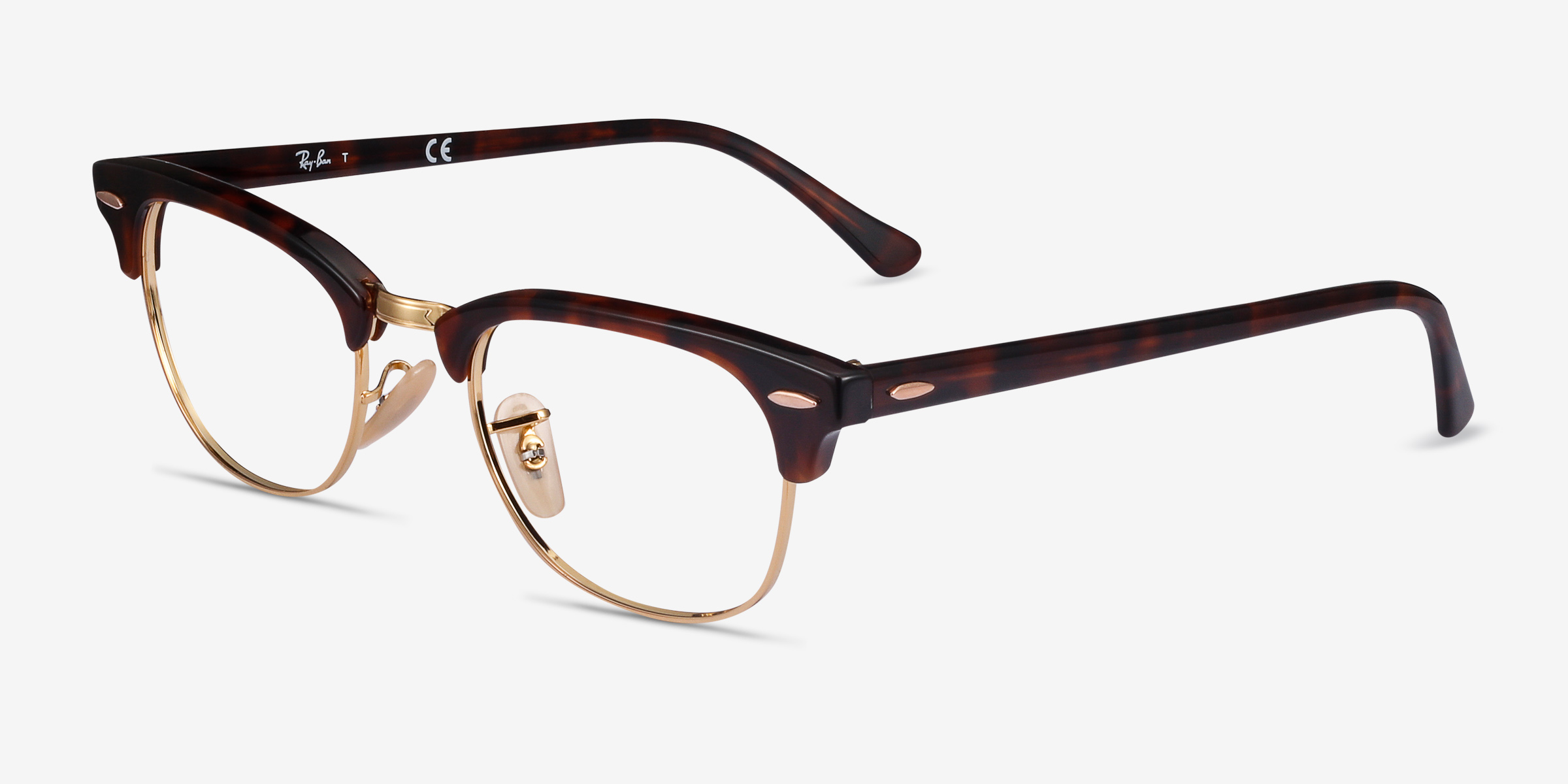 Ray Ban RB5154 Clubmaster Browline Gold Tortoise Frame Eyeglasses Ray Ban RB5154 Clubmaster Browline Gold Tortoise Frame Eyeglasses
