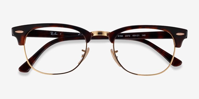 Ray-Ban RB5154 Clubmaster Gold Tortoise Acetate-metalMontures de lunettes de vue d'EyeBuyDirect, Vue Rapprochée