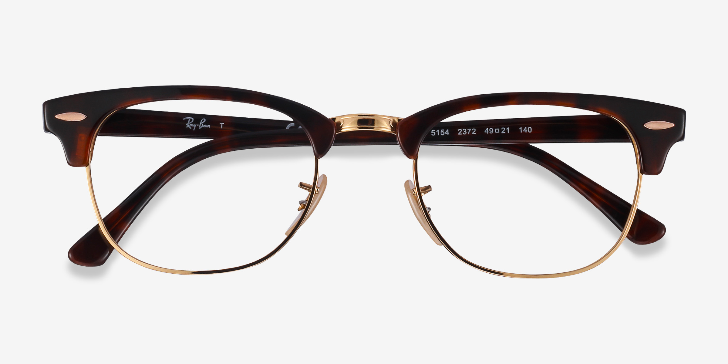 Ray Ban Rb5154 Clubmaster Browline Gold Tortoise Frame Eyeglasses Eyebuydirect Canada